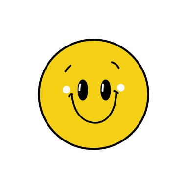 Beyaz arka planda sarı bir gülümseme. Logo. Vektör illüstrasyonu