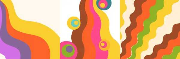 Sammlung Abstrakter Regenbogenhintergründe 90Er Jahre Retro Stil Trippiger Retro Hintergrund — Stockvektor