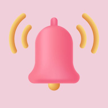 Üç boyutlu çan simgesi. Alarm simgesi. 3d vektör illüstrasyonu.