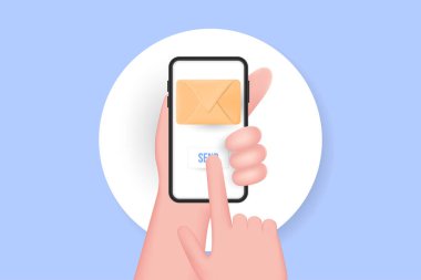 E-posta reklamcılığı, e-posta kampanyası, doğrudan dijital pazarlama. İnsanlar iletişim kurar. 3B Vektör İllüstrasyonu.