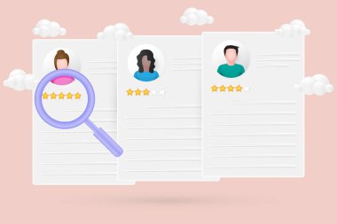 İnsan kaynakları yönetimi. İşe alım ajansı konsepti. İş görüşmesi ve eleman alımı. 3B Vektör Resimleri.