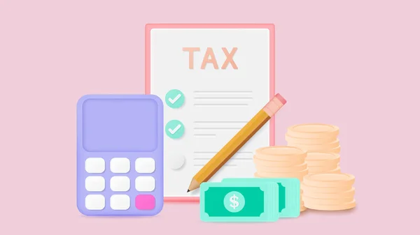 Concept Tax Payment Payment Debt Calculation Tax Return Calculator Coin — Stock Vector
