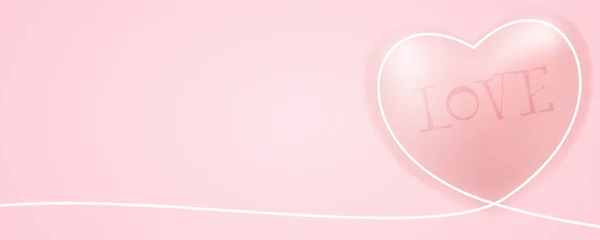 Valentýn Plakát Nebo Prapor Linií Srdce Tvaru Srdce Růžovém Pozadí — Stockový vektor