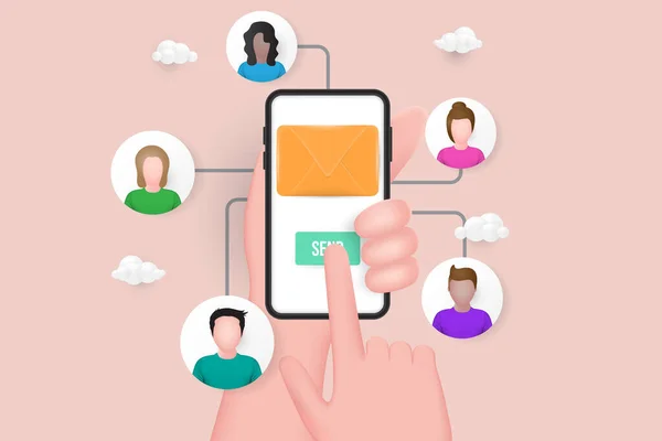 Email Διαφήμιση Running Εκστρατεία Ηλεκτρονικού Ταχυδρομείου Άμεσο Ψηφιακό Μάρκετινγκ Άνθρωποι — Διανυσματικό Αρχείο