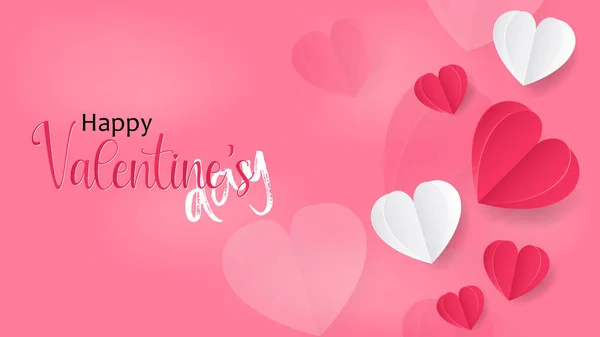 Hintergrundkonzept Zum Valentinstag Karte Poster Oder Banner Papierherz Auf Rosa — Stockvektor