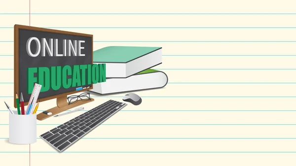 Online Εκπαιδευτική Ιδέα Learning Στον Υπολογιστή Διάλεξη Online Από Την — Διανυσματικό Αρχείο