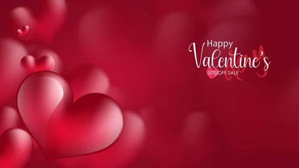 Valentine Day Poster Banner Sweet Heart Pink Red Background Valentine — Stock Vector