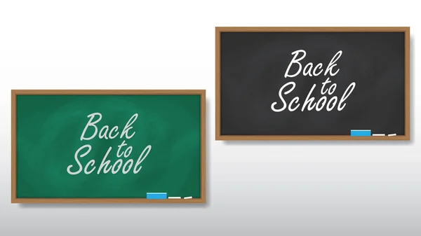 Tafel Mit Holzrahmen Zurück Zur Schule Leere Grüne Und Schwarze — Stockvektor