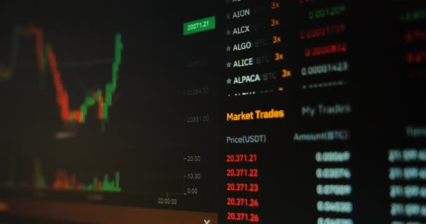 Gráfico Criptomoneda Línea Tabla Mercado Del Precio Bitcoin — Vídeos de Stock