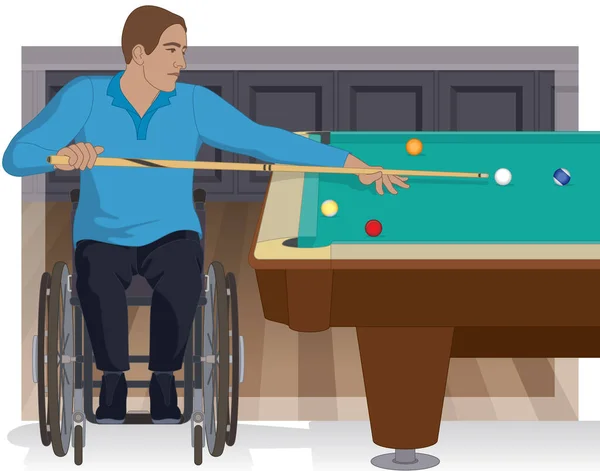 Para Sport Paralympics Snooker Eller Biljard Hane Rullstol Siktar Bollen — Stock vektor