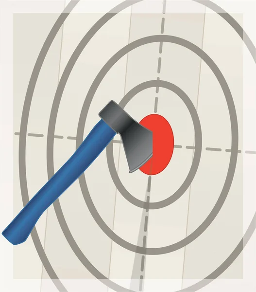 斧头投掷 以斧头落在靶子牛眼上的角度投掷目标 — 图库矢量图片