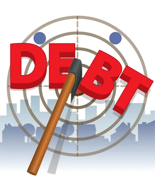 Business Axe Throwing Axe Cutting Half Personal Household Debt Target — Stock Vector