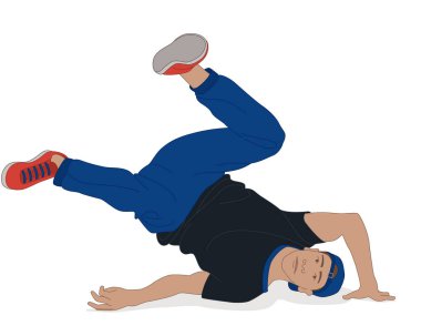 Break dans yapan erkek figürü beyaz arka planda izole edilmiş.