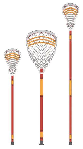 stock vector lacrosse, set of three sticks, defense, offense and goal isolated on a white background