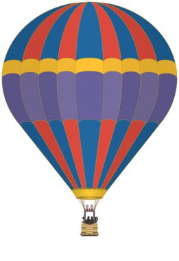 Beyaz arka planda izole edilmiş renkli sıcak hava balonu