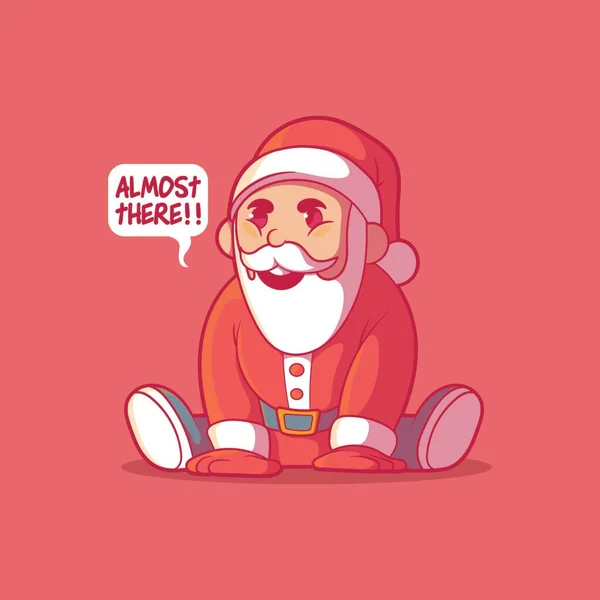 Papai Noel Personagem Espera Ilustração Vetor Natal Feriado Engraçado Conceito — Vetor de Stock