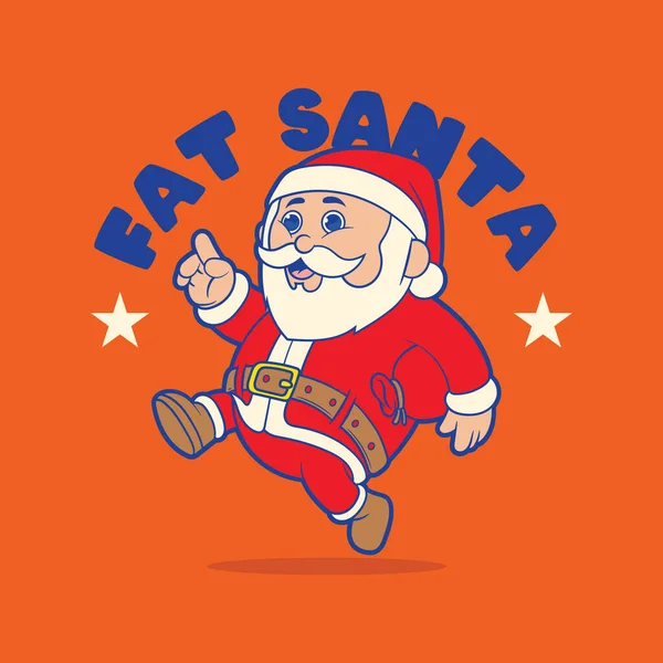 Bonito Gordo Papai Noel Personagem Correndo Ilustração Vetorial Férias Temporada — Vetor de Stock