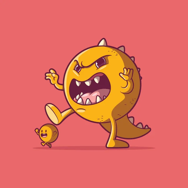 Scary Emoji Monstruo Personaje Vector Ilustración Mascota Carácter Icono Concepto — Vector de stock