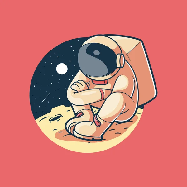 Astronaut Alone Planet Vector Illustration Exploration Science Space Design Concept — Stock Vector