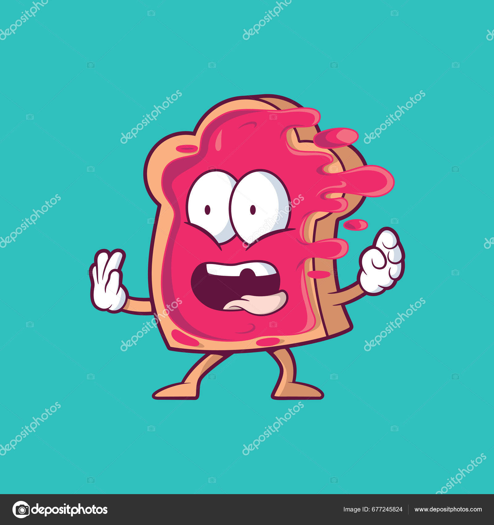 slice-bread-character-jam-his-face-vector-illustration-funny-food-stock