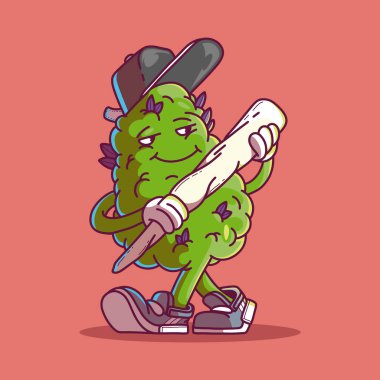 Ortak vektör illüstrasyonlu ot karakteri. Ot, maskot, marka tasarım konsepti.