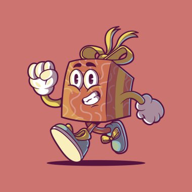 Bir Noel Hediyesi Karakteri, vektör çizimi. Maskot, tatil tasarımı konsepti.