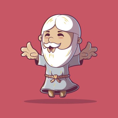 JC Karakteri yüzen vektör çizimi. Maskot, inanç tasarımı konsepti.