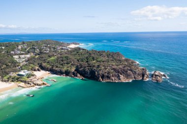 Kuzey Stradbroke Adası, Queensland, Avustralya 'daki Main Beach ve North Gorge.
