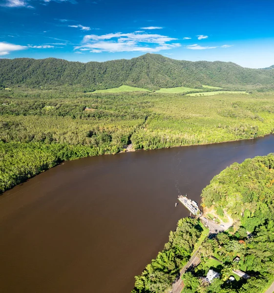 Der Daintree River Und Die Fähre Nördlichen Tropischen Queensland Australien — Stockfoto
