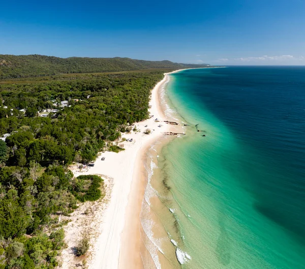 Naufragios Vehículos Todoterreno Prístina Playa Moreton Island Queensland Australia —  Fotos de Stock