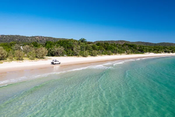Veículo Fora Estrada 4Wd Dirigindo Praia Moreton Island Queensland Austrália — Fotografia de Stock