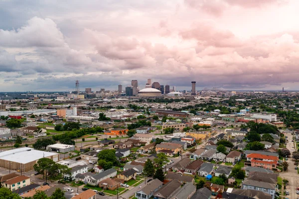 Puesta Sol Sobre Nueva Orleans Río Mississippi Louisiana — Foto de Stock