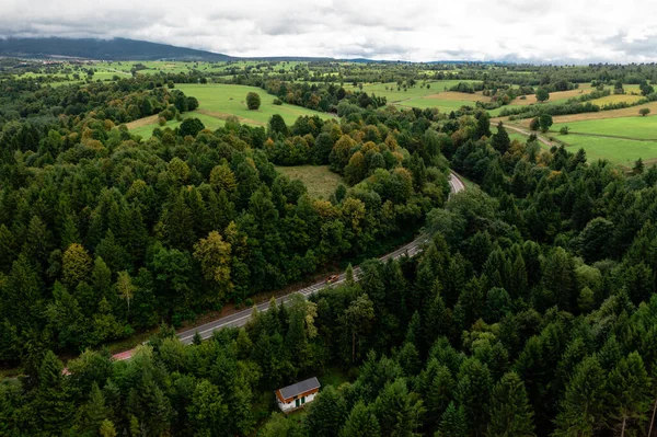 Romanya Nın Hargita Ilçesinin Tepelerinden Geçen Dağ Yolu Stok Resim