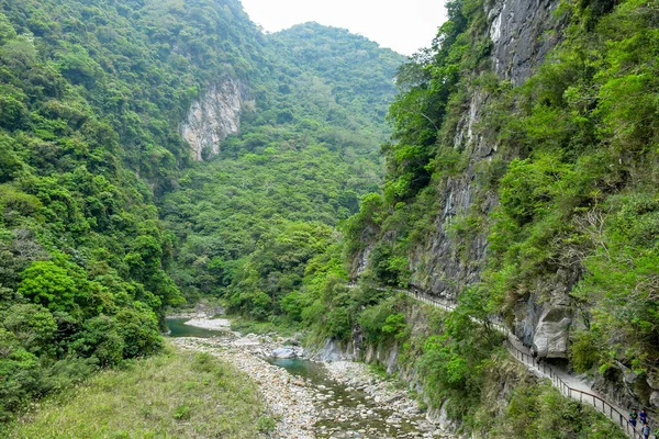 沙卡当小径 神秘山谷小径 穿过台湾华林市秀林塔鲁科国家公园的绿山和绿松石溪流 — 图库照片