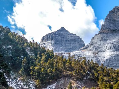 Shambhala Stupa Summit Peak located in Balagezong Grand Canyon National Scenic Area of Diqing in Shangri-La County of Yunnan, China clipart