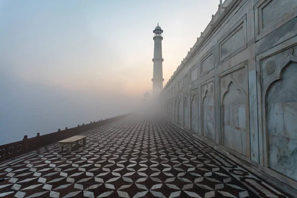 Brouillard Matinal Taj Mahal Agra Uttar Pradesh Inde Asie — Photo