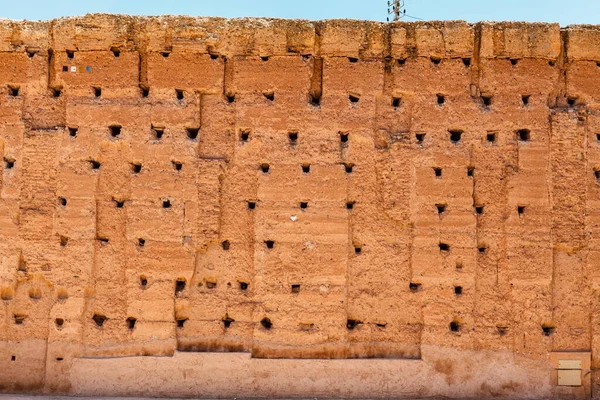 Mauer Der Zerstörten Gebäude Des Badi Palace Marrakesch Marokko Nordafrika — Stockfoto