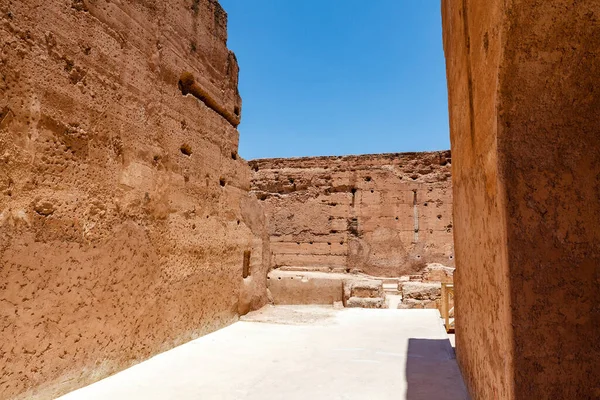 摩洛哥马拉喀什Badi宫被毁的建筑物 — 图库照片