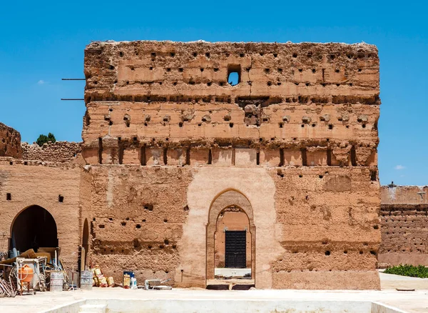 Edifícios Arruinados Palácio Badi Marrakech Marrocos Norte África — Fotografia de Stock
