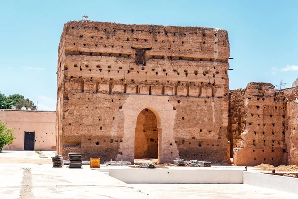 Edifícios Arruinados Palácio Badi Marrakech Marrocos Norte África — Fotografia de Stock