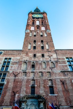 Gdansk, Polonya, Avrupa 'daki Belediye Binası (Ratusz) cephesi