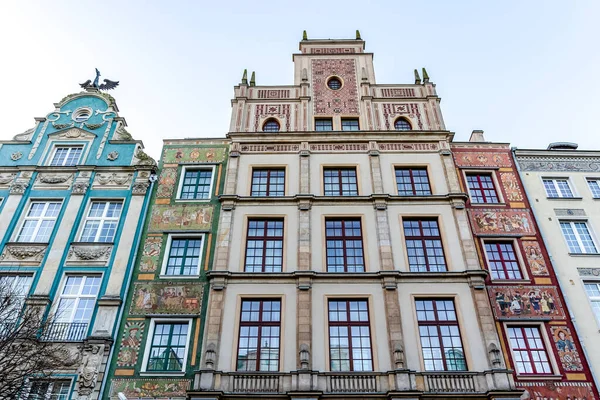 Fassaden Bunter Historischer Kaufmannshäuser Zentrum Von Danzig Polen Europa — Stockfoto