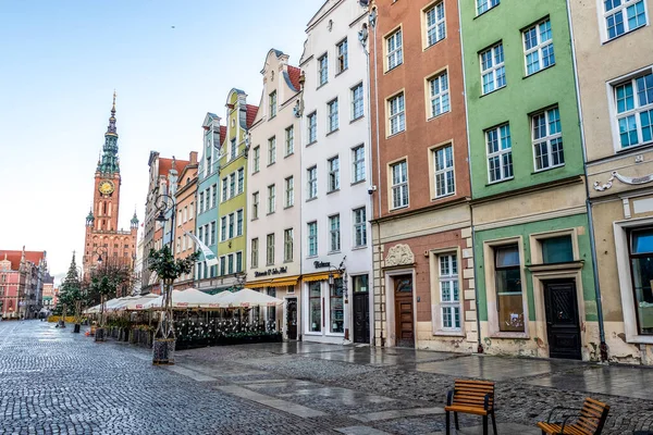 Fachadas Coloridas Casas Comerciales Históricas Plaza Long Market Centro Gdansk —  Fotos de Stock