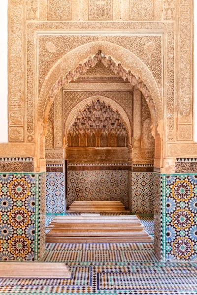 Rich Decorated Interior Saadian Tombs Marrakech Morocco North Africa — Stock Photo, Image