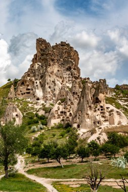 Goreme, Nevsehir, Capadoccia, Anadolu, Türkiye, Ortadoğu 'daki mağara evleri