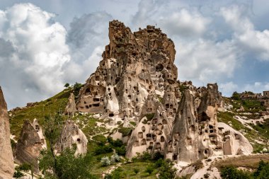 Goreme, Nevsehir, Capadoccia, Anadolu, Türkiye, Ortadoğu 'daki mağara evleri