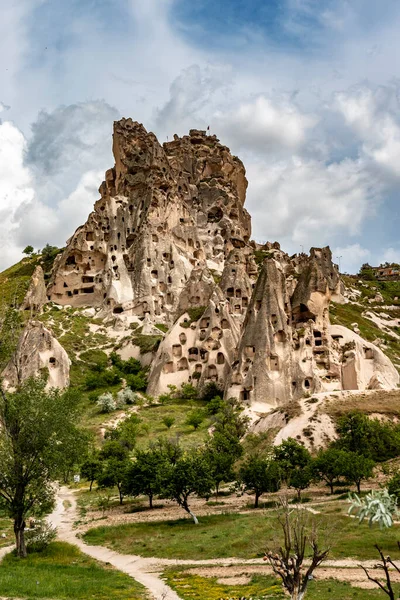 Casas Cavernas Goreme Nevsehir Capadoccia Anatólia Turquia Médio Oriente — Fotografia de Stock