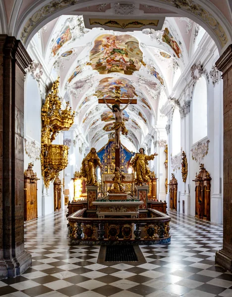 Crucifix Doré Style Baroque Abbaye Stams Tyrol Autriche Europe — Photo