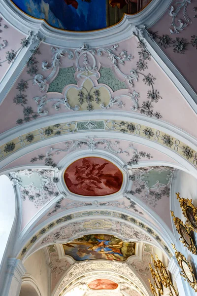 Riche Plafond Décoré Abbaye Stams Tyrol Autriche Europe — Photo