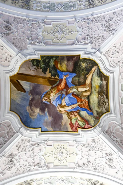 Riche Plafond Décoré Abbaye Stams Tyrol Autriche Europe — Photo